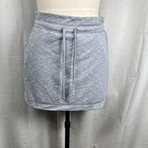 Athleta Heathered Techie Terry Gray Knit Mini Skirt Unlined Women's Small